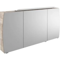 Armoire De Toilette Lumineuse L. 140 Cm, Imitation Chêne Image