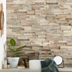 Plaquette De Parement Bois Effet Bois Blanc White Wash Intérieur