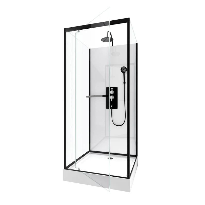 Cabine De Douche L.80 X L.80 Cm Blanc, Verre Transparente, City 2 Cabine De Douche L.80 X L.80 Cm Blanc, Verre Transparente, City – Image 2