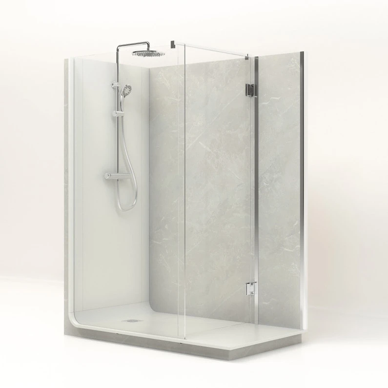 Cabine De Douche L.160 X L.90 Cm, Verre Transparent, Serenity Marbre Gris 1 Cabine De Douche L.160 X L.90 Cm, Verre Transparent, Serenity Marbre Gris