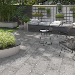 Carrelage Sol Extérieur Intenso Effet Pierre Gris Clair Design L.30 X L.60 Cm