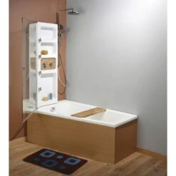 Baignoire Asymétrique L.160x L.90 Cm Blanc, SUCAL Twineo Wellness