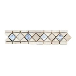 Listel Renaissance Roma Travertin Beige-bleu, L.6 X L.30 Cm