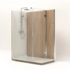 Cabine De Douche L.160 X L.90 Cm Blanc, Verre Transparent, Serenity Bois