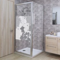 Sticker Paroi De Douche 100x100cm Feuillage Gris, PLAGE