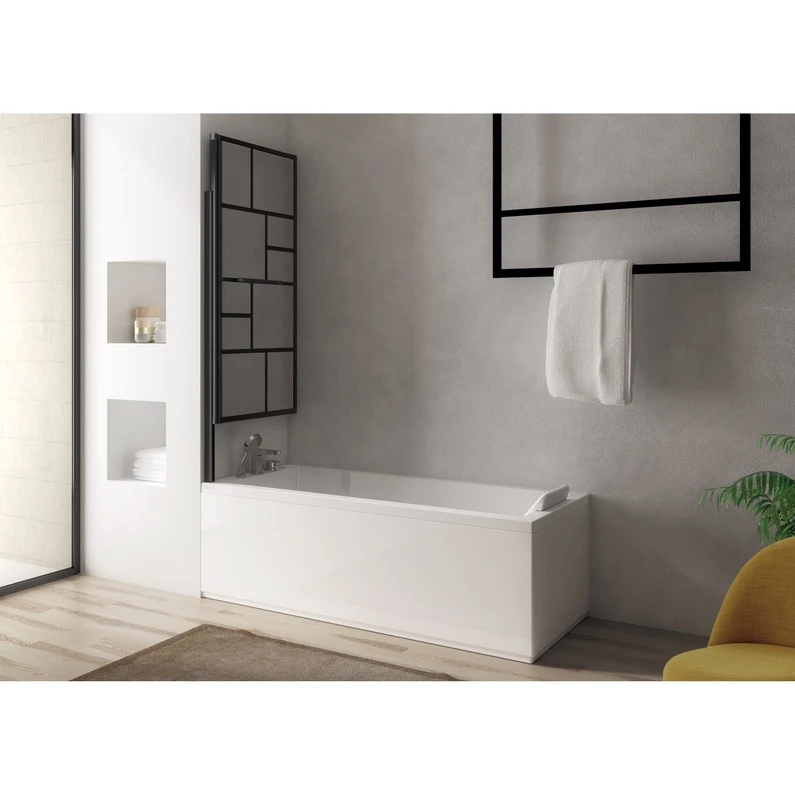 Pare-baignoire 1 Volet Pivotant, H.140 X L.80 Cm Rubic Noir 1 Pare-baignoire 1 Volet Pivotant, H.140 X L.80 Cm Rubic Noir