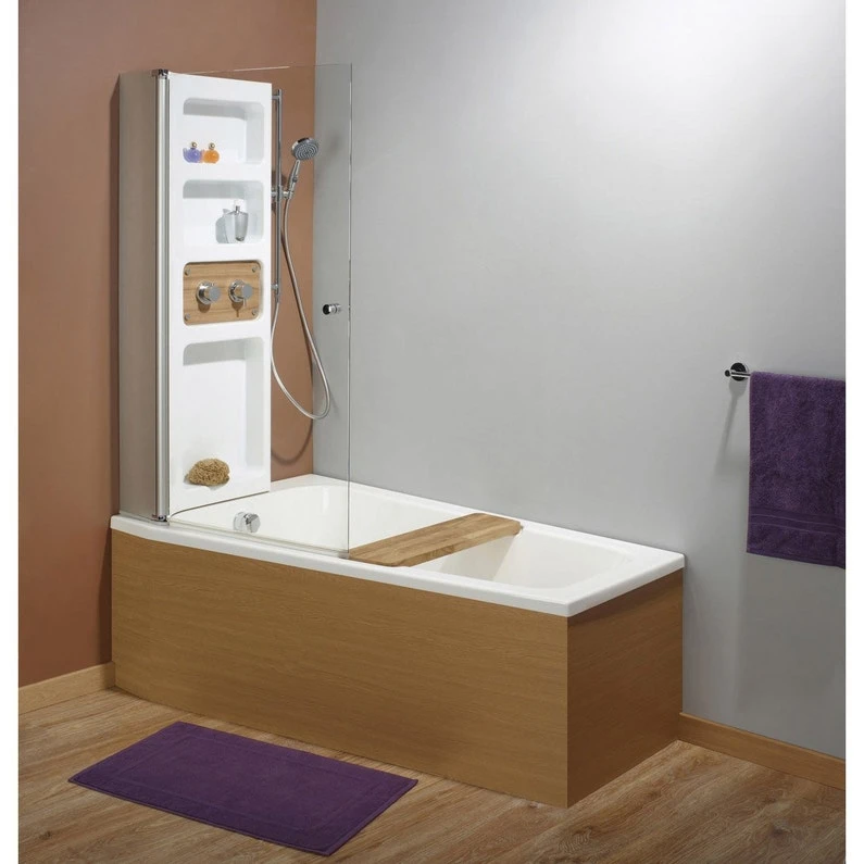 Baignoire Asymétrique L.160x L.90 Cm Blanc, SUCAL Twineo Prime 1 Baignoire Asymétrique L.160x L.90 Cm Blanc, SUCAL Twineo Prime