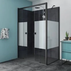 Douche Neo, Avec Receveur Kioto2 Noir 90X140 Cm