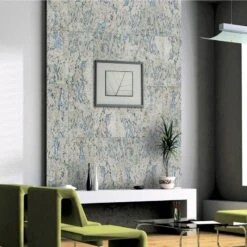 Lot De 5 Dalles De Liège Murales, Gris Bleuté, L.60 X L.30 Cm