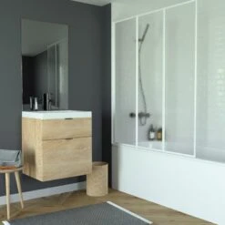 Pare-baignoire 3 Volets Pivotant Pliant H.140 X L.123 Cm Nevada