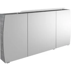 Armoire De Toilette Lumineuse L. 140 Cm, Gris Structuré Image