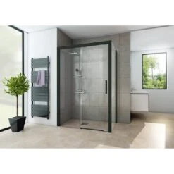 Paroi Latérale, L.90 Cm Verre Transparent 8 Mm Adena Noir