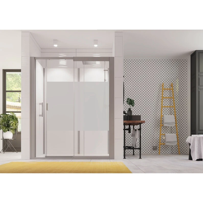 Cabine De Douche L.120 X L.79 Cm, Verre Transparent, Sérigraphié, Konfordouche