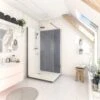Cabine De Douche L.120 X L.90 Cm Blanc, Verre Transparent, Serenity Beton