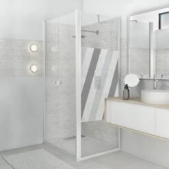 Sticker Paroi De Douche 100x100cm Oblique Anthracite, PLAGE