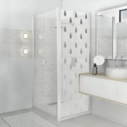 Sticker Paroi De Douche 100x200cm Ruissellement Gris Clair, PLAGE