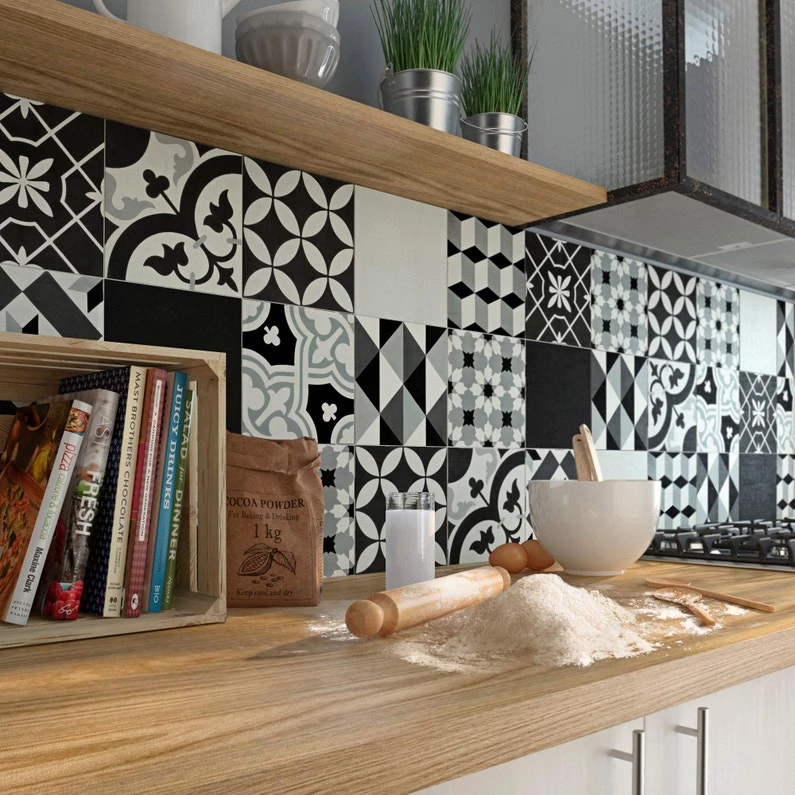 Carreau De Ciment Mur Uni Gris, Noir, Blanc Mat L.20 X L.20 Cm, Belle époque Eva 1 Carreau De Ciment Mur Uni Gris, Noir, Blanc Mat L.20 X L.20 Cm, Belle époque Eva