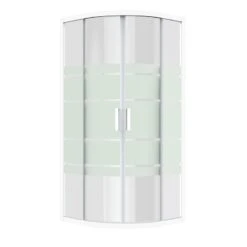 Porte De Douche Coulissante, Angle 1/4 De Cercle, 90 X 90 Cm, Sérigraphié, Charm