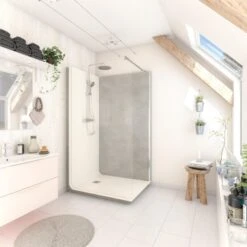 Cabine De Douche L.120 X L.90 Cm Blanc, Verre Transparent, Serenity Pierre