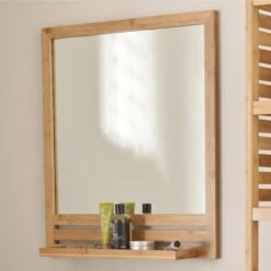 Miroir Avec Tablette Bambou, L. 53.0 Cm Natural
