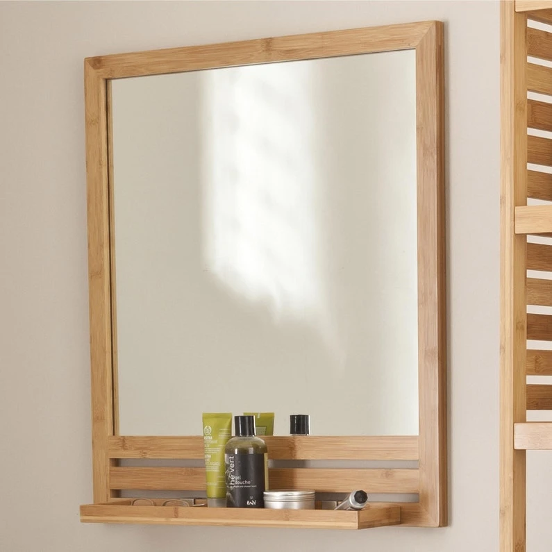 Miroir Avec Tablette Bambou, L. 53.0 Cm Natural 1 Miroir Avec Tablette Bambou, L. 53.0 Cm Natural