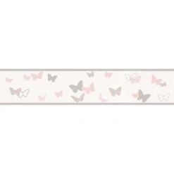 Frise, Vinyle Intissé Kids 4 Papillon Parme, L.13 Cm X L.5 M, Parme & Rose