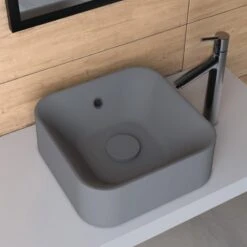 Vasque à Poser Résine De Synthèse L.38 X P.38 Cm Gris Anthracite, SENSEA Capsule