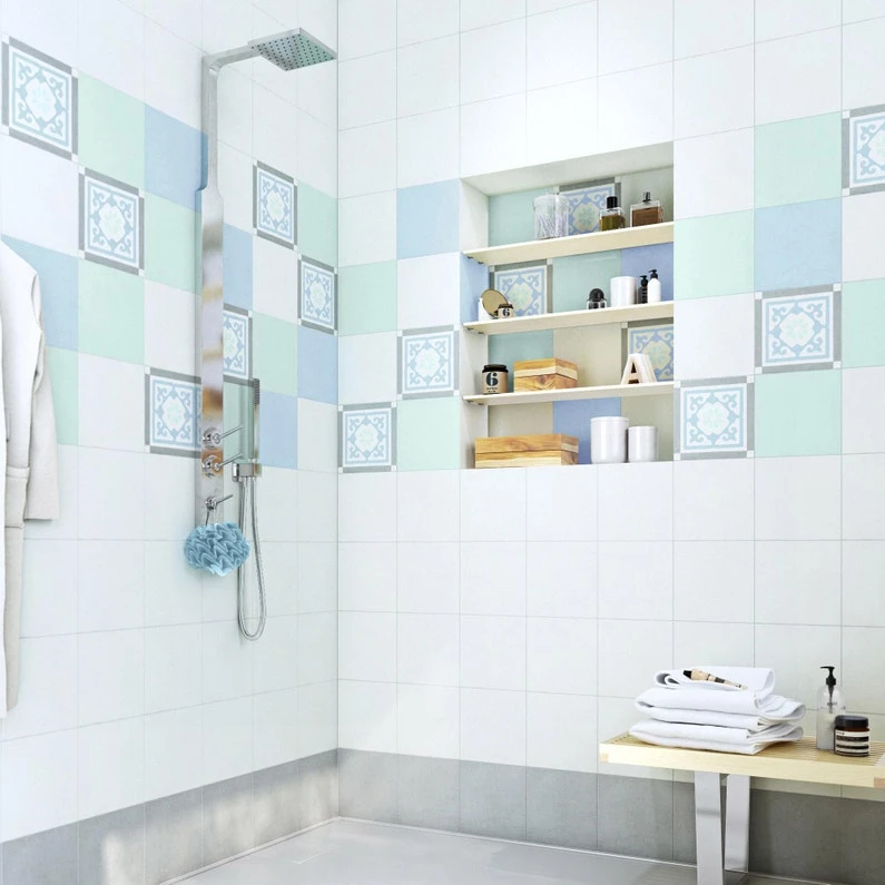 Carreau De Ciment Mur Uni Vert Mat L.20 X L.20 Cm, Belle époque 1 Carreau De Ciment Mur Uni Vert Mat L.20 X L.20 Cm, Belle époque