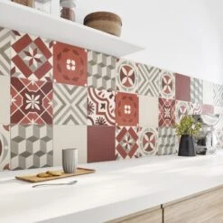 Carreau De Ciment Mur Rouge Mat L.20 X L.20 Cm, Belle Epoque Lisa