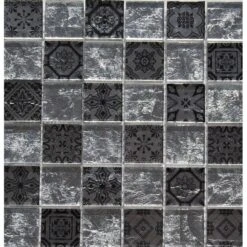 Mosaïque Mur Select Arabesque Argent Gris Noir 4.8 X 4.8 Cm