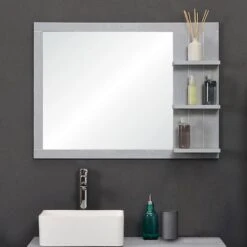 Miroir Encadré L.85 X H.60 Cm, Effet Chêne Grisé Seaside