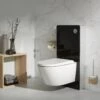 WC Lavant Suspendu Habillage Verre Noir