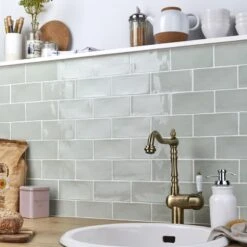 Carrelage Mur Uni Sauge Brillant L.7.5 X L.15 Cm, Bakerstreet