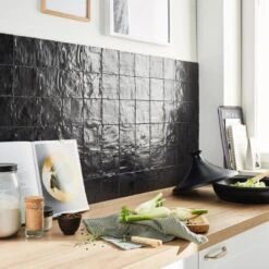 Carrelage Mur Pierre Noir Nacrée L.10 X L.10 Cm, Ibiza