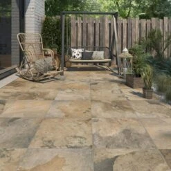 Carrelage Sol Extérieur Forte Effet Pierre Doré Monastère L.50 X L.50 Cm