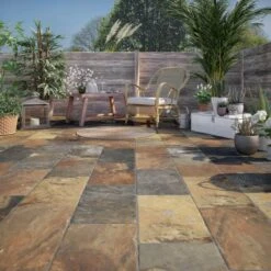 Carrelage Sol Extérieur Forte Effet Pierre Rouille Monastère L.30 X L.50 Cm