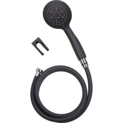 Pommeau De Douche 5 Jets, Flexible Et Support, ROUSSEAU Hebe Noir
