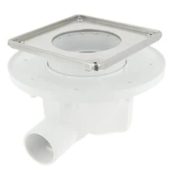 Siphon PVC + Cadre + Grille Inox 15 X 15, Sortie Horizontale, NICOLL