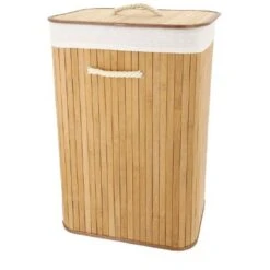 Panier à Linge Bambou, Naturel, L.45 X H.60 X P.35 Cm COMPACTOR