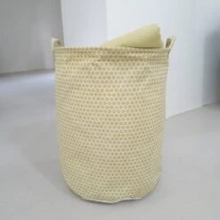 Panier à Linge Textile, Jaune Et Blanc, L.50 X H.40 X P.40 Cm ARNE LYKKE