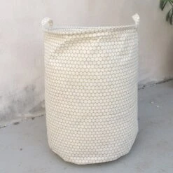 Panier à Linge Textile, Blanc Et Jaune, L.50 X H.40 X P.40 Cm ARNE LYKKE