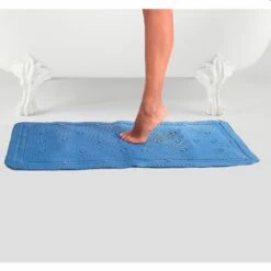 Tapis De Bain Antidérapant L.43 X L.91 Cm, Bleu