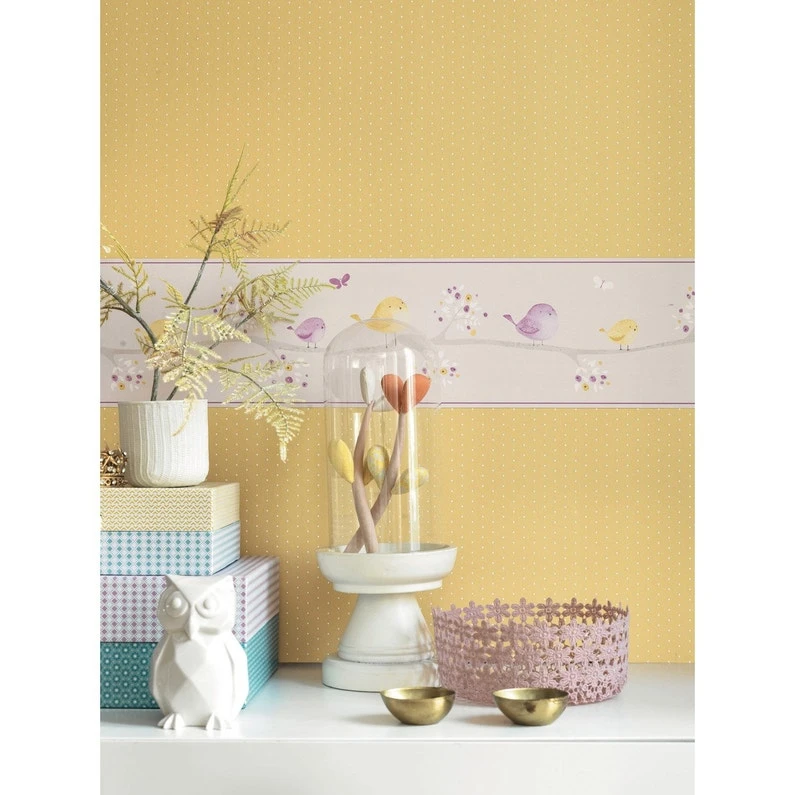 Frise Intissé My Little World Oiseau X L.5 M, Parme, Jaune 1 Frise Intissé My Little World Oiseau X L.5 M, Parme, Jaune