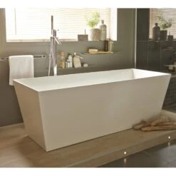 Baignoire îlot Rectangulaire L.159x L.65 Cm Blanc Brillant, Carmel