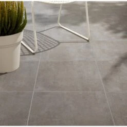 Carrelage Sol Extérieur Forte Effet Béton Anthracite Alma L.45 X L.45 Cm