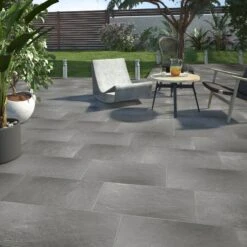 Carrelage Sol Extérieur Medio Effet Pierre Gris Lazy L.30 X L.60 Cm