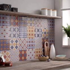 Décor Mur Carreau De Ciment Multicolore Brillant L.15 X L.15 Cm, Ethnic Mix