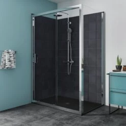 Douche Charm, Avec Receveur Osaka2 Noir 90X140 Cm