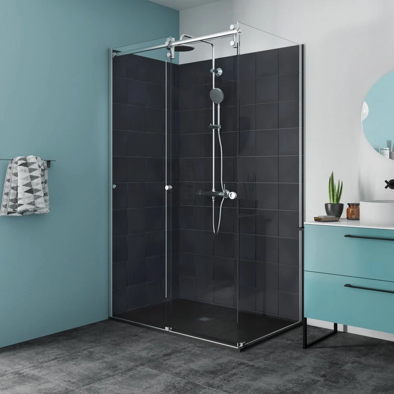 Douche Ellipse2, Avec Receveur Kioto2 Noir 80X120 Cm 1 Douche Ellipse2, Avec Receveur Kioto2 Noir 80X120 Cm