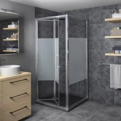 Douche Quad, Avec Receveur Slate Noir 90X90 Cm